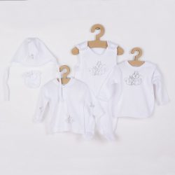   5-részes pamut baba együttes New Baby Mókusokkal dobozba fehér