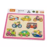 Gyerek fa puzzle fogantyúval Viga Jármű
