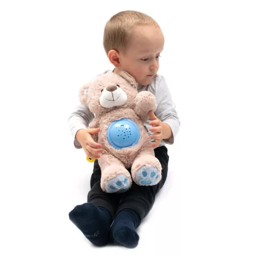 Plüss szundibarát maci projektorral Baby Mix rózsaszín