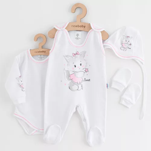 4 részes szett New Baby cica fehér-rózsaszín