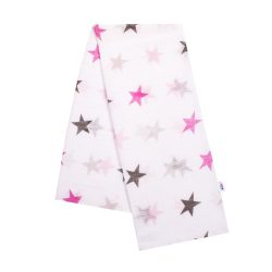   New Baby pamut pelenka nyomtatott mintával fehér rózsaszín csillagokkal