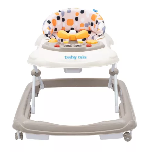 Gyerek bébikomp Baby Mix kormánykerékkel szilikon kerekek beige