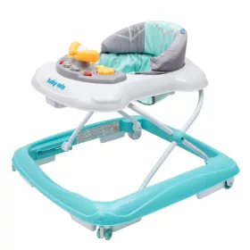   Gyerek bébikomp Baby Mix kormánykerékkel szilikon kerekek menta