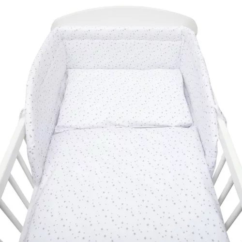 3-részes ágyneműhuzat New Baby 90/120 cm fehér szürke csillagok