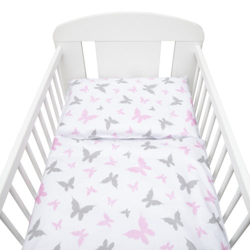 3-részes ágyneműhuzat New Baby 100/135 cm fehér pillangó