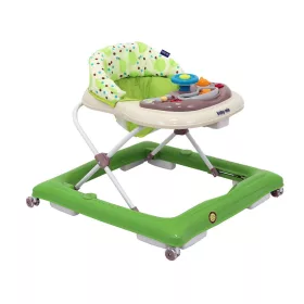   Gyerek bébikomp Baby Mix kormánykerékkel szilikon kerekek zöld - bézs