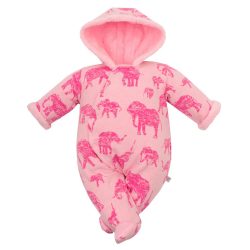   Téli baba kezeslábas kapucnival Baby Service Elefánt rózsaszín