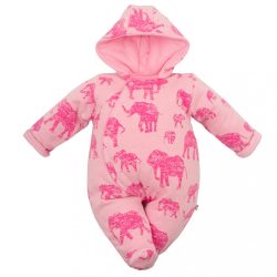   Meleg baba kezeslábas kapucnival Baby Service Elefánt rózsaszín