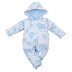 Meleg baba kezeslábas kapucnival Baby Service Elefánt kék