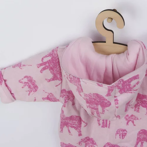 Meleg baba kezeslábas kapucnival Baby Service Elefánt rózsaszín