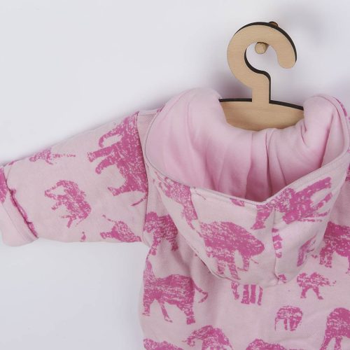 Meleg baba kezeslábas kapucnival Baby Service Elefánt rózsaszín