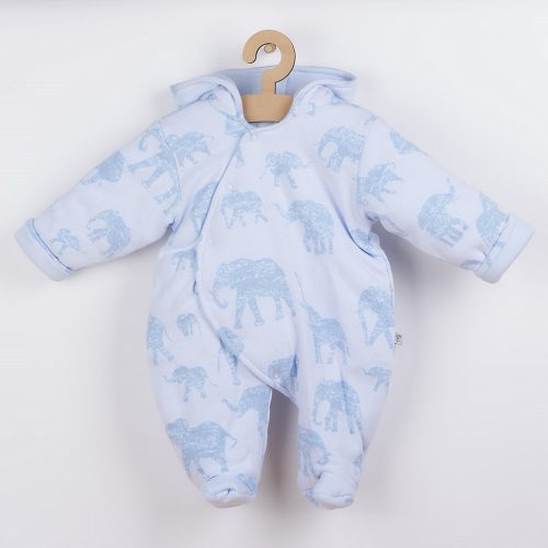 Meleg baba kezeslábas kapucnival Baby Service Elefánt kék