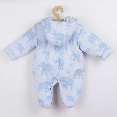 Meleg baba kezeslábas kapucnival Baby Service Elefánt kék