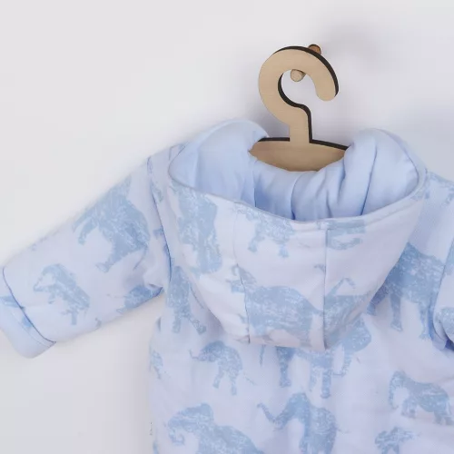 Meleg baba kezeslábas kapucnival Baby Service Elefánt kék