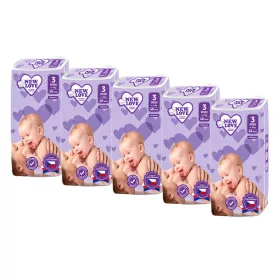   MEGAPACK Gyermek eldobható pelenka New Love Premium comfort 3 MIDI 4-9 kg 5x48 db
