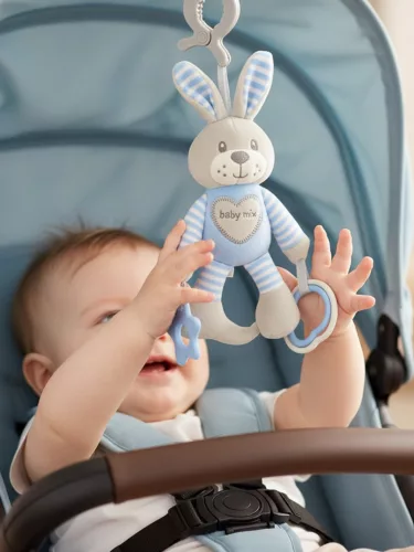 Vibrálós gyerek plüss játék Baby Mix nyúl kék