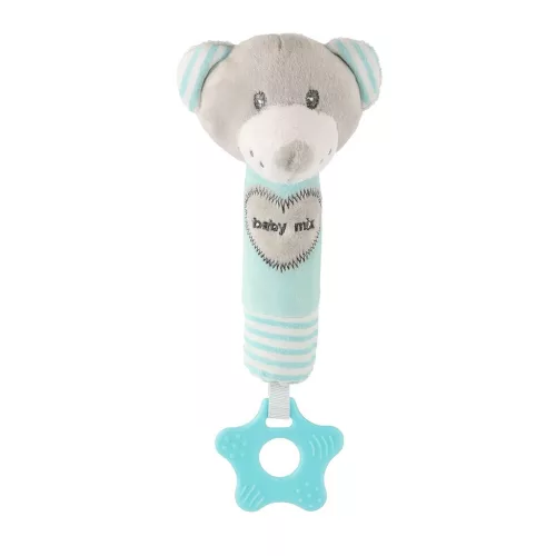 Sípolós plüss játék rágókával Baby Mix maci menta