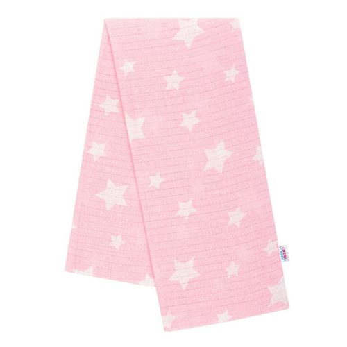New Baby pamut pelenka nyomtatott mintával rózsaszín csillagokkal