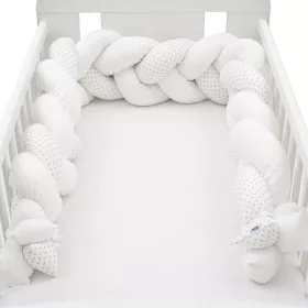   Védő fonott rácsvédő kiságyba New Baby Minka és pöttyök szürke