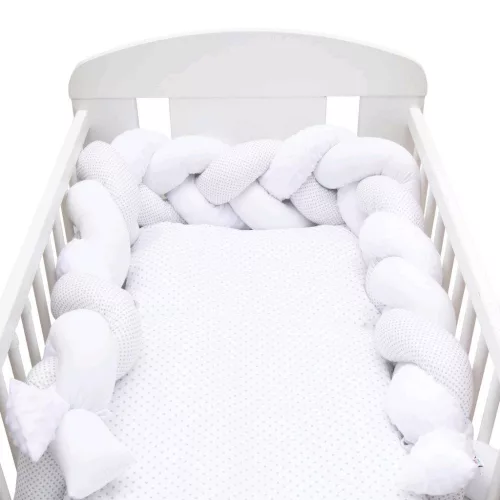 Védő fonott rácsvédő kiságyba New Baby Minka és pöttyök szürke