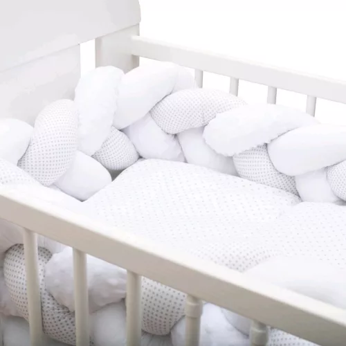 Védő fonott rácsvédő kiságyba New Baby Minka és pöttyök szürke