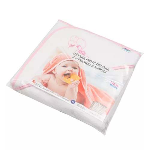 Gyermek frottír törölköző hímzéssel és kapucnival New Baby 80x80 fehér elefánt