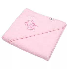   Gyermek frottír törölköző hímzéssel és kapucnival New Baby 80x80 rózsaszín elefánt