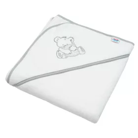  Gyermek frottír törölköző hímzéssel és kapucnival New Baby 80x80 fehér maci