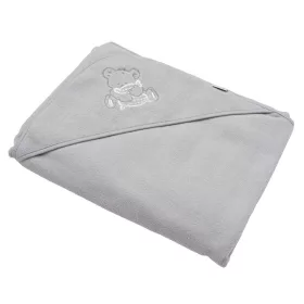   Gyermek frottír törölköző hímzéssel és kapucnival New Baby 100x100 szürke maci