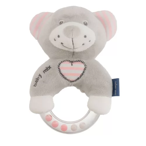 Csörgős plüss játék Baby Mix maci rózsaszín