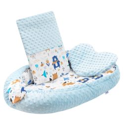   Luxus babafészek párnával és paplannal New Baby Minkyből kék