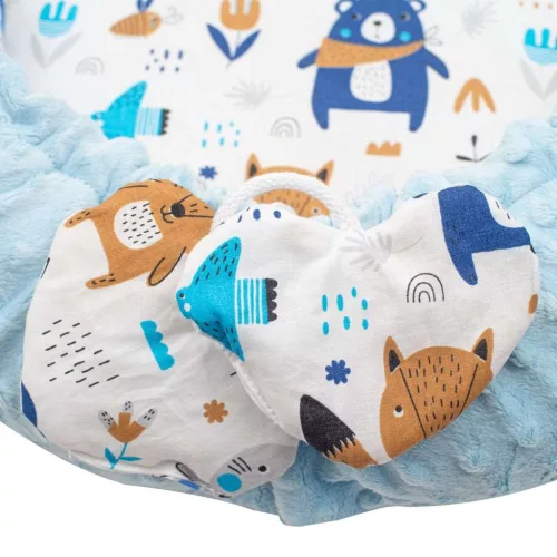 Luxus babafészek párnával és paplannal New Baby Minkyből kék