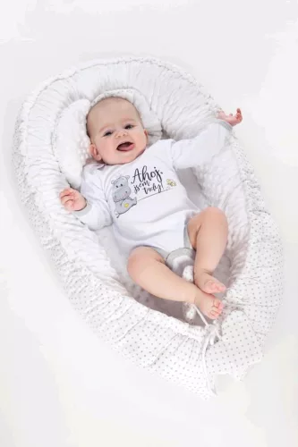 Luxus babafészek párnával és paplannal New Baby Minkyből kék