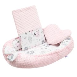   Luxus babafészek párnával és paplannal New Baby Minkyből rózsaszín