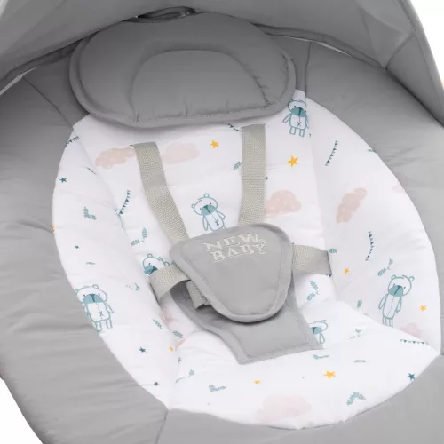 Gyermek rezgő hintaszék NEW BABY TEDDY PLUS Gray