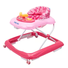  Gyerek bébikomp Baby Mix kormánykerékkel szilikon kerekek rózsaszín