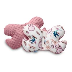 Pillangó alakú párna Minky Sensillo rózsaszín madarak
