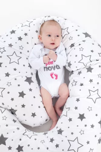 Szoptatós C alakú párnahuzat New Baby szürke csillagok 285 x16
