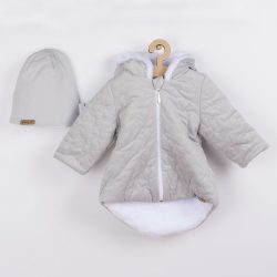 Téli baba kabát sapkával Nicol Kids Winter szürke