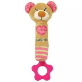   Sípolós plüss játék rágókával Baby Mix maci rózsaszín