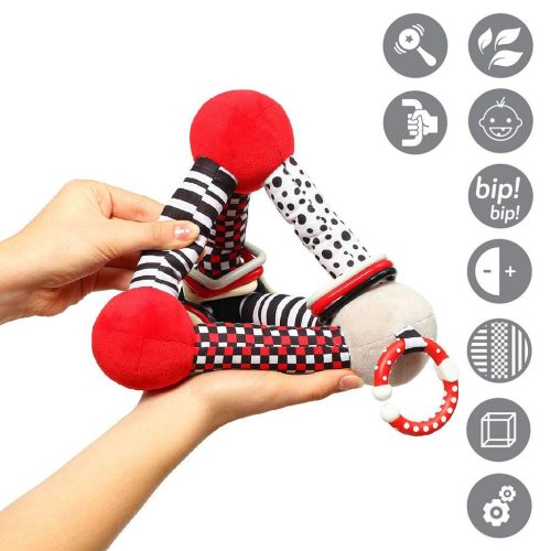 Fejlesztő játék Baby Ono Tiny Yoga red piramis