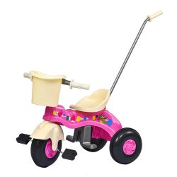   Gyermek pedálos tricikli vezetőrúddal BAYO JUNIOR rózsaszín