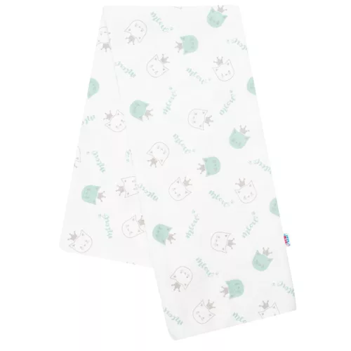 Flanel pelenka nyomtatott mintával New Baby fehér meow zöld