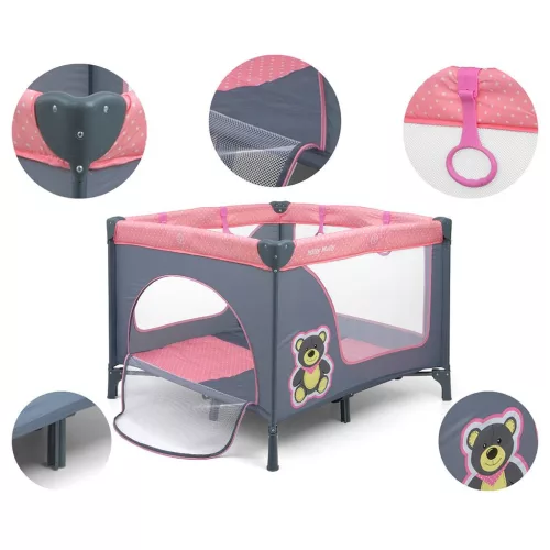 Gyermek összecsukható járóka Milly Mally Fun Pink Bear
