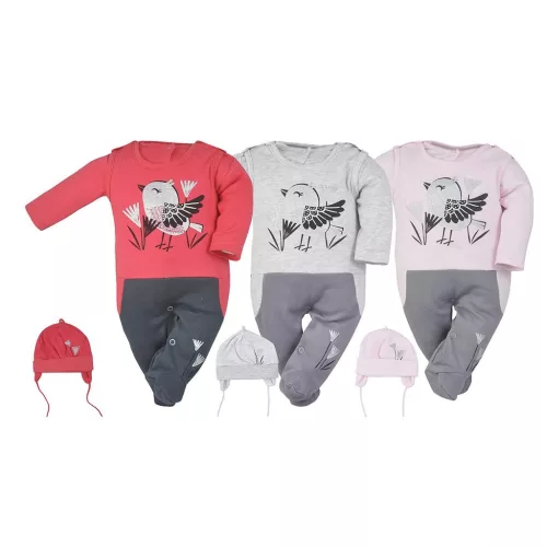 3-részes pamut együttes Koala Birdy szürke