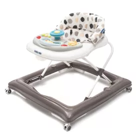   Gyerek bébikomp Baby Mix kormánykerékkel szilikon kerekek szürke-fehér