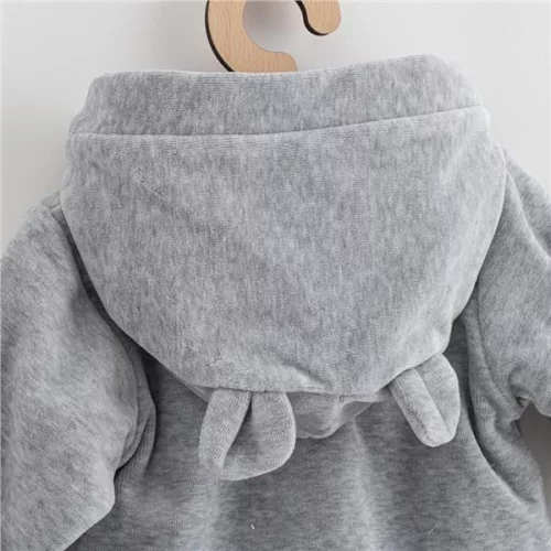 Baba plüss kezeslábas kapucnival New Baby Sweetheart szürke