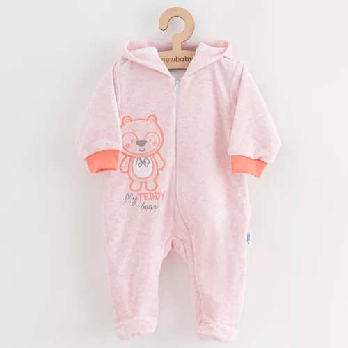 Baba plüss kezeslábas kapucnival New Baby Sweetheart rózsaszín