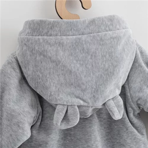 Baba plüss kezeslábas kapucnival New Baby Sweetheart szürke