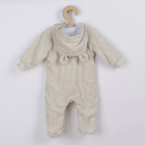 Baba plüss kezeslábas kapucnival New Baby Sweetheart bézs